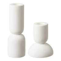 Kandelaar van kalksteen voor stompkaars - 2 stuks - Mooier Thuis
