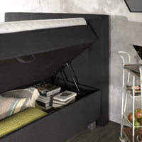 Opbergboxspring Shurgard Antraciet – 140x200 cm