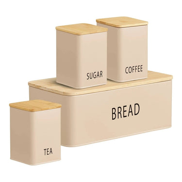 Tula Brotkasten beige mit 3 Aufbewahrungsbehältern
