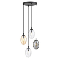 ASTRAL 4-lichts hanglamp - Mix glazen kappen - Mooier Thuis