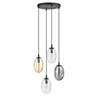 Emibig ASTRAL 4-lichts hanglamp - Mix glazen kappen