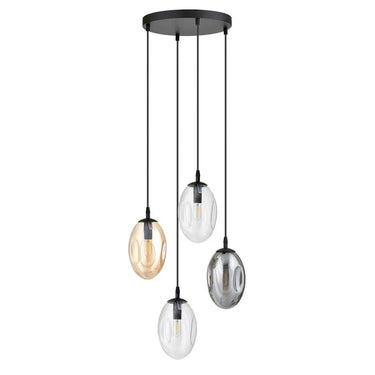 ASTRAL 4-lichts hanglamp - Mix glazen kappen