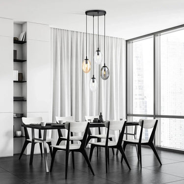 ASTRAL 4-lichts hanglamp - Mix glazen kappen