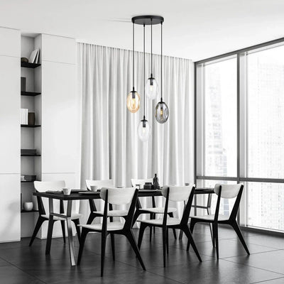ASTRAL 4-lichts hanglamp - Mix glazen kappen