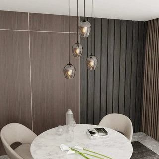 ISTAR 4-lichts hanglamp - Smoked glas hanglamp met ronde bol - 40 cm breed