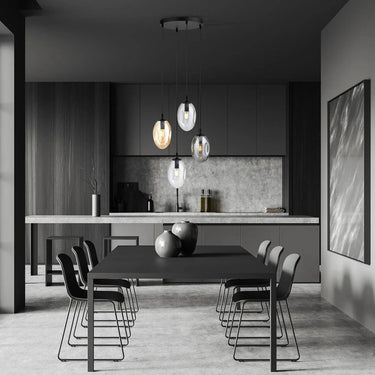 ASTRAL 4-lichts hanglamp - Mix glazen kappen