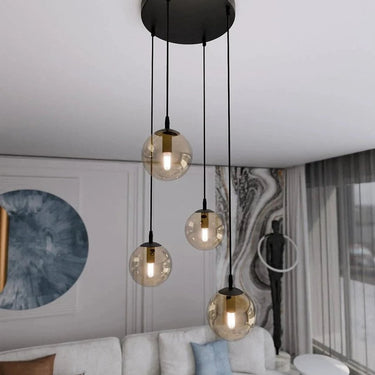 COSMO 4-lichts hanglamp - Amber glas