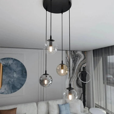 COSMO 4-lichts hanglamp - Mix glazen kappen