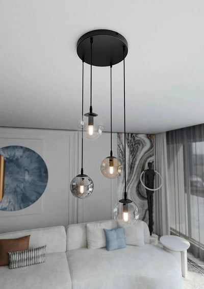 COSMO 4-lichts hanglamp - Mix glazen kappen