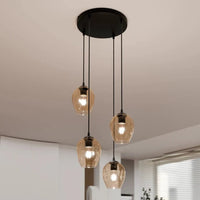 ISTAR 4-lichts hanglamp - Amber glas hanglamp met ronde bol - afbeelding 6