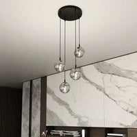 COSMO 4-lichts hanglamp - Smoked glas hanglamp met ronde bol - afbeelding 6