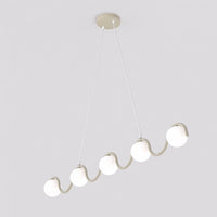 Sinus hanglamp wit glas 5-lichts mokka