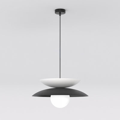 Nagoya hanglamp wit glas 5-lichts zwart