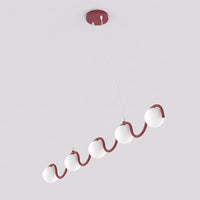 Sinus hanglamp wit glas 5-lichts bordeaux