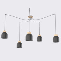 Kru hanglamp hout 5-lichts zwart
