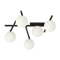 SMART 5-lichts plafondlamp - Wit glas - Zwart frame - Mooier Thuis