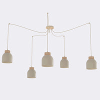 Kru hanglamp hout 5-lichts mokka