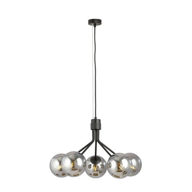 NOVA 5-lichts hanglamp - Smoked glas