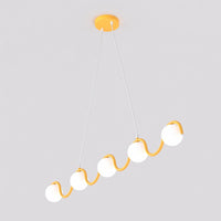 Sinus hanglamp wit glas 5-lichts oranje