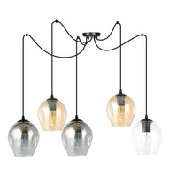 Emibig LEVEL 5-lichts hanglamp - Mix glazen kappen