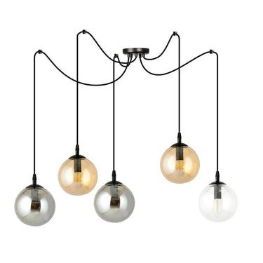 GIGI 5-lichts hanglamp - Mix gekleurd glas
