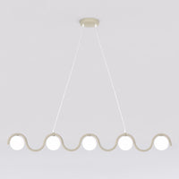 Sinus hanglamp wit glas 5-lichts mokka