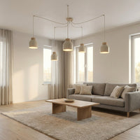 Kru hanglamp hout 5-lichts mokka