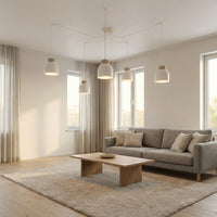 Kru hanglamp hout 5-lichts wit