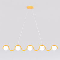 Sinus hanglamp wit glas 5-lichts oranje