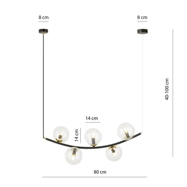 RITZ 5-lichts hanglamp - Helder glas