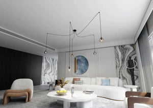 GIGI 5-lichts hanglamp - Mix gekleurd glas