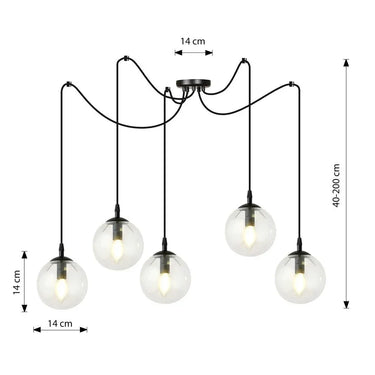 GIGI 5-lichts hanglamp - Helder glas