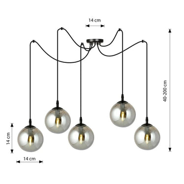 GIGI 5-lichts hanglamp - Smoked glas
