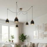Kru hanglamp hout 5-lichts zwart hanglamp met lampenkap - metaal en hout online kopen bij Mooier Thuis
