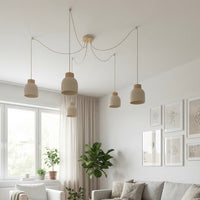 Kru hanglamp hout 5-lichts mokka
