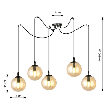 GIGI 5-lichts hanglamp - Amber glas