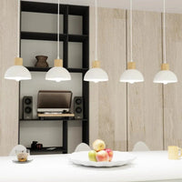 Emibig SECO 5-lichts hanglamp - Wit metaal houten accent - Mooier Thuis