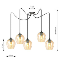 Emibig LEVEL 5-lichts hanglamp - Amber glas - Mooier Thuis