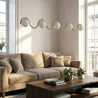 Sinus hanglamp wit glas 5-lichts mokka