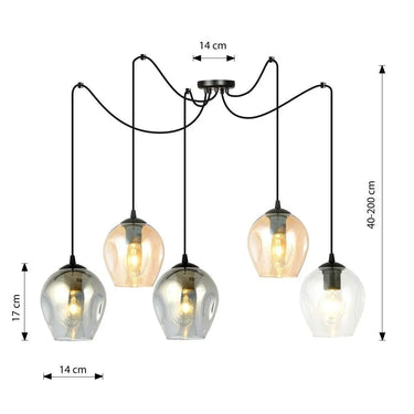 LEVEL 5-lichts hanglamp - Mix glazen kappen