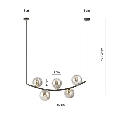 RITZ 5-lichts hanglamp - Smoked glas