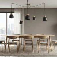 Kru hanglamp hout 5-lichts zwart