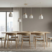 Kru hanglamp hout 5-lichts wit