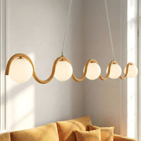 Sinus hanglamp wit glas 5-lichts oranje