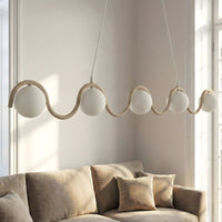 Sinus hanglamp wit glas 5-lichts mokka