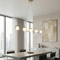 Sinus hanglamp wit glas 5-lichts mokka hanglamp met ronde bol - afbeelding 5