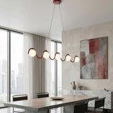 Sinus hanglamp wit glas 5-lichts bordeaux hanglamp met ronde bol - afbeelding 5