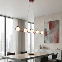 Sinus hanglamp wit glas 5-lichts bordeaux hanglamp met ronde bol - afbeelding 5