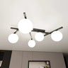 Mooier Thuis - SMART 5-lichts plafondlamp - Wit glas - Zwart frame plafondlamp met ronde bol - metaal en glas