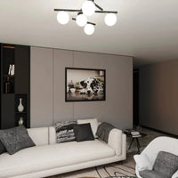 Emibig SMART 5-lichts plafondlamp - Wit glas - Zwart frame - Mooier Thuis